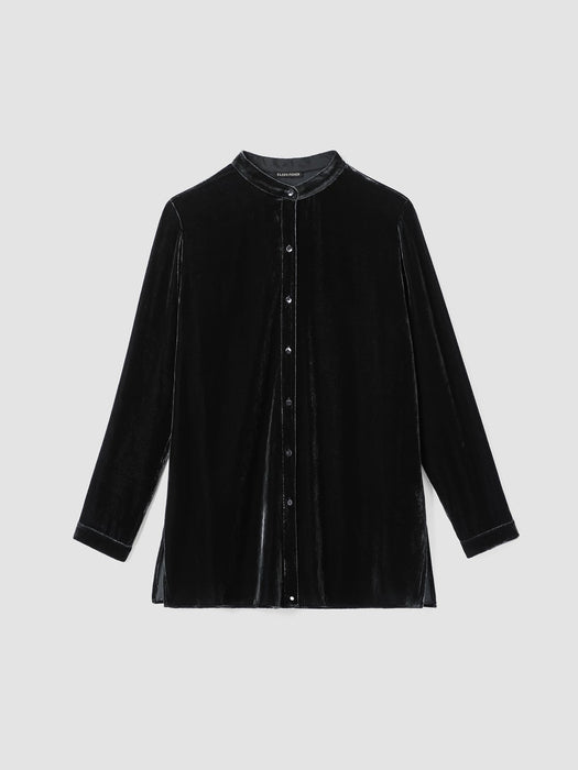 Velvet Band&nbsp;Collar Long Shirt