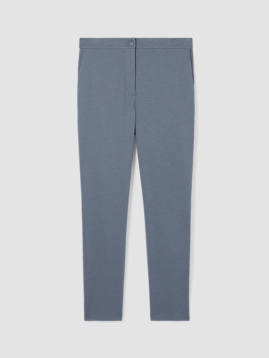 Cotton Blend Ponte High-Waisted Slim Pant