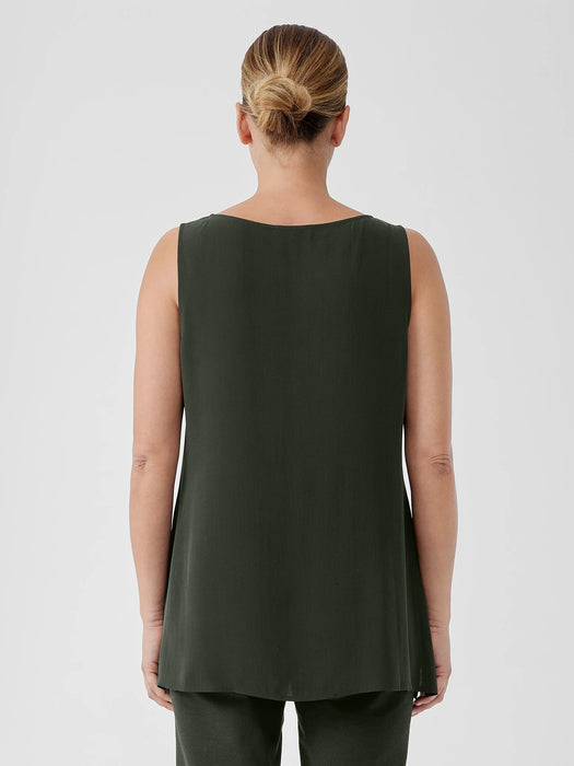 Silk Georgette Crepe&nbsp;Ballet Neck Long Tank