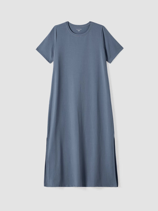 Pima Cotton Stretch Jersey Crew Neck Dress