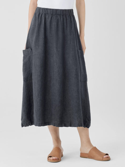 Washed Organic Linen D&eacute;lav&eacute; Cargo Skirt