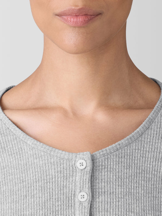 M&eacute;lange Organic Cotton Waffle Henley Sleep Top