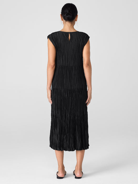 Crushed Silk Jewel Neck&nbsp;Tiered Dress