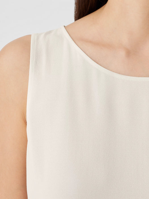 Silk Georgette Crepe&nbsp;Ballet Neck Long Tank