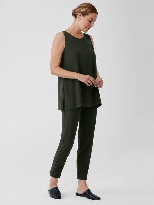 Silk Georgette Crepe&nbsp;Ballet Neck Long Tank