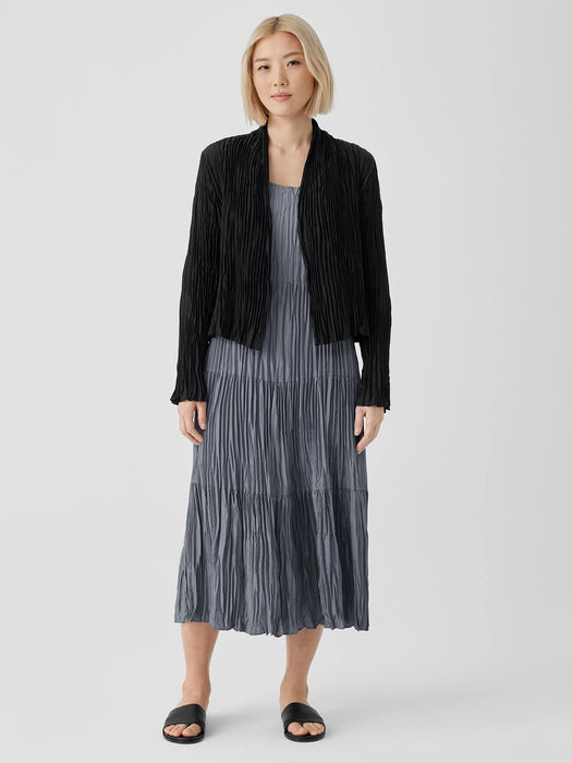 Crushed Silk High Collar Jacket
