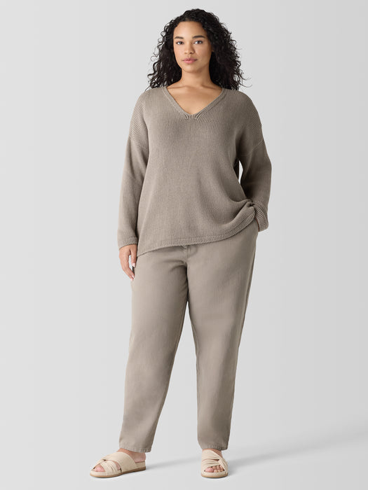 Peruvian Organic Cotton Cord Jersey V-Neck Top