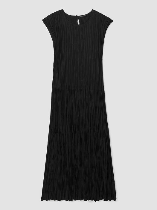 Crushed Silk Jewel Neck&nbsp;Tiered Dress