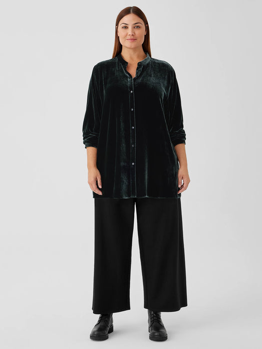 Velvet Band&nbsp;Collar Long Shirt