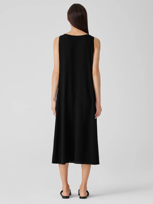 Silk Georgette Crepe Scoop Neck Dress