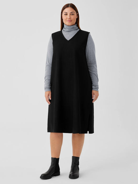 Boiled Wool Jersey V-Neck&nbsp;Dress