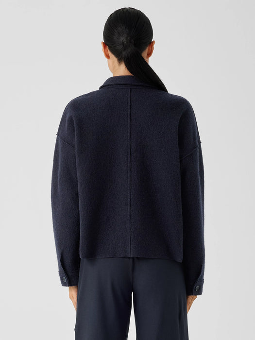 Lightweight Boiled Wool Classic Collar Jacket in Regenerative Wool