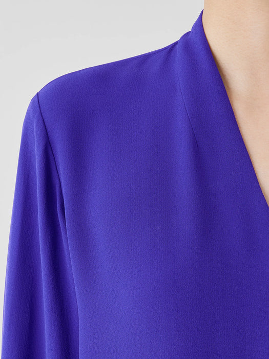 Silk Georgette Crepe V-Neck Top