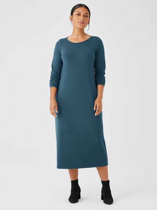 Stretch Jersey Knit Jewel Neck Dress