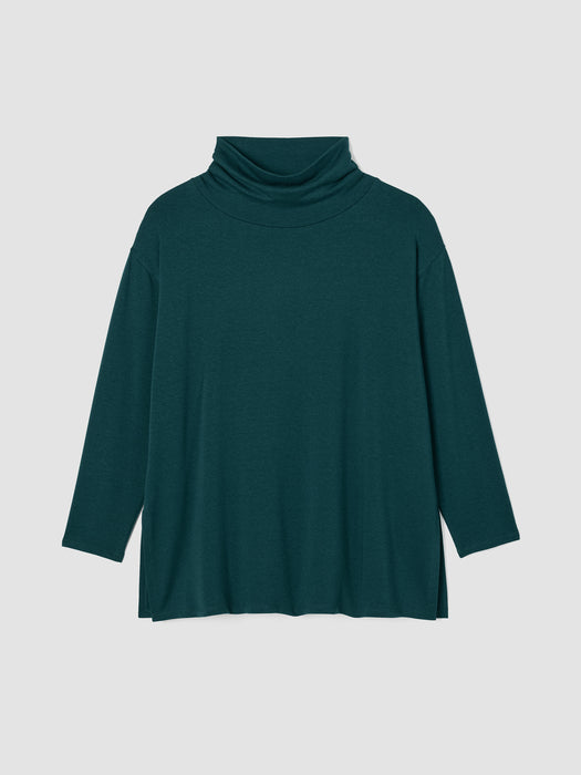 Cozy Brushed Terry Hug Funnel Neck Long Top
