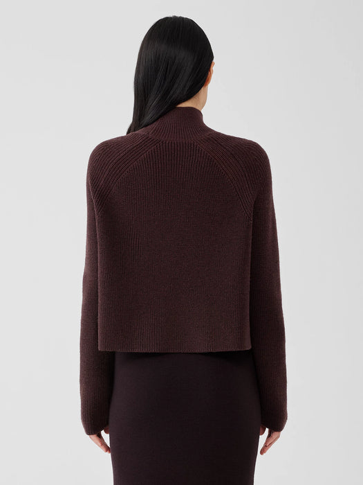 Merino Cropped Turtleneck Top in Regenerative Wool