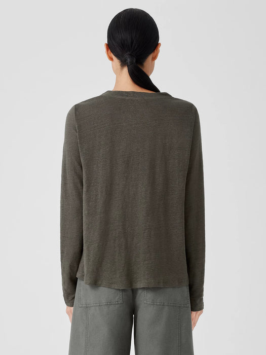 Organic Linen Jersey Crew Neck Top