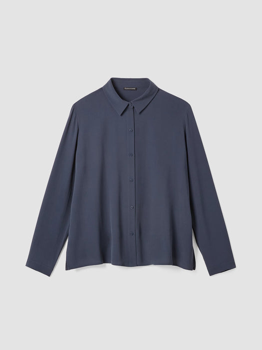 Silk Georgette Crepe Classic Collar Shirt