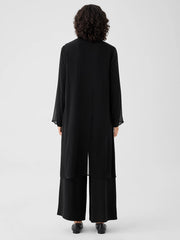 Crinkled Sheer Silk Classic Collar Jacket
