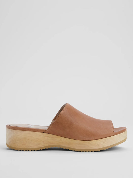 Novel Tumbled Leather Wedge Sandal