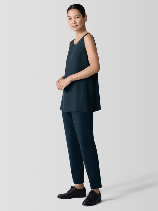 Silk Georgette Crepe&nbsp;Ballet Neck Long Tank