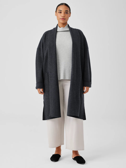Lightweight Boiled&nbsp;Wool High Collar Coat in Regenerative Wool