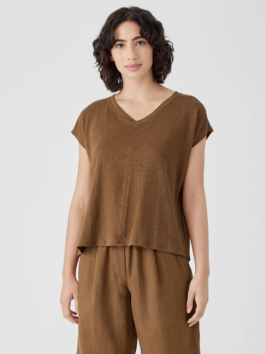 Organic Linen Jersey V-Neck Tee