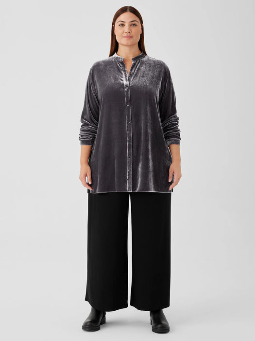 Velvet Band&nbsp;Collar Long Shirt
