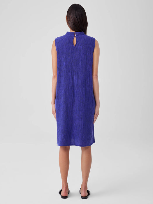 Woven Pliss&eacute; Mock Neck Dress