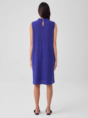 Woven Pliss&eacute; Mock Neck Dress