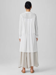 Sheer Silk Georgette Band Collar Shirt