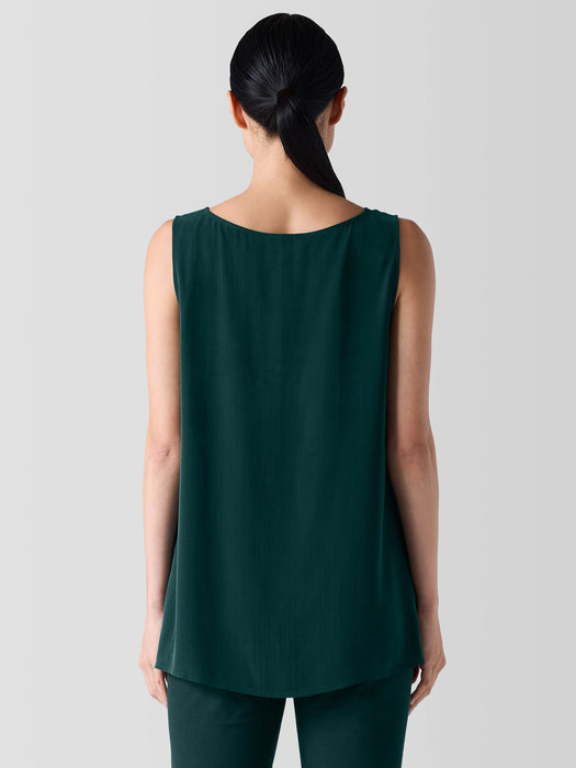 Silk Georgette Crepe&nbsp;Ballet Neck Long Tank