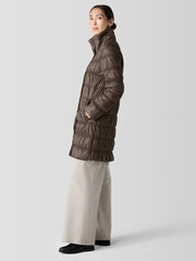 Eggshell Recycled Nylon Stand Collar Coat
