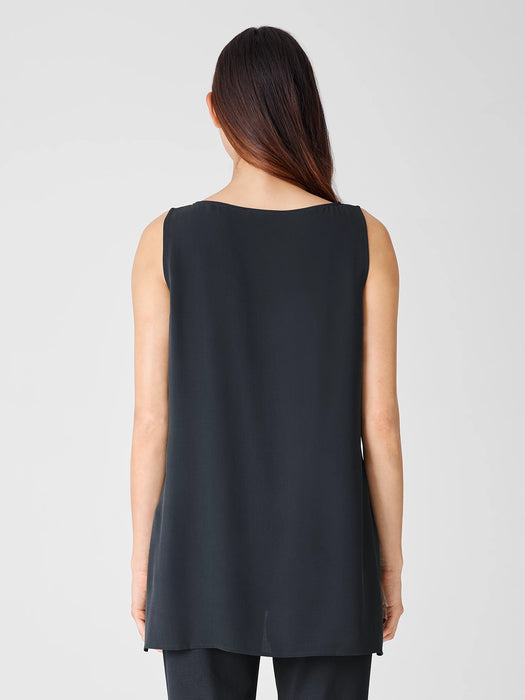 Silk Georgette Crepe Bateau Neck Tank