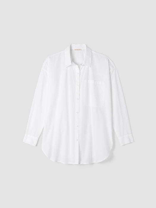 Washed Organic Cotton Poplin Classic Collar Long Shirt