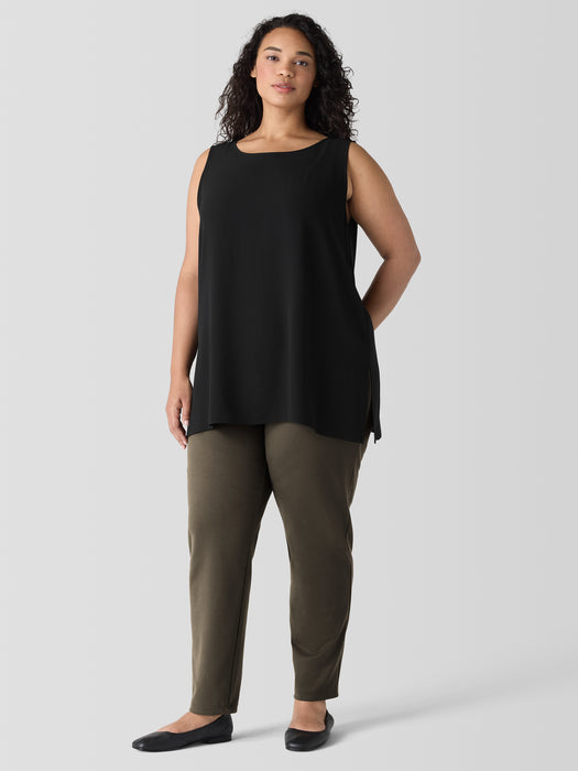 Silk Georgette Crepe&nbsp;Ballet Neck Long Tank