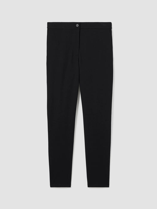 Cotton Blend Ponte High-Waisted Slim Pant