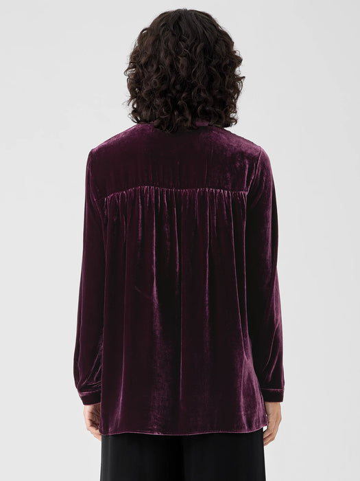 Velvet Band&nbsp;Collar Long Shirt