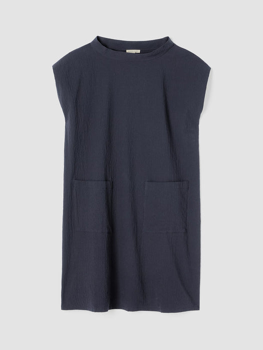 Organic Cotton Pucker Mock Neck Dress