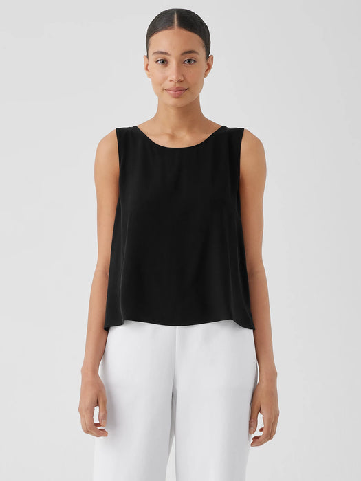 Silk Georgette Crepe Ballet Neck Tank