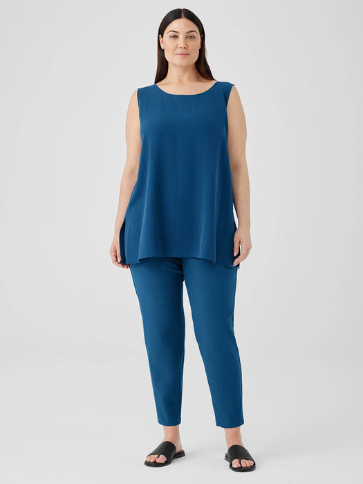 Silk Georgette Crepe&nbsp;Ballet Neck Long Tank