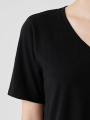 Organic Cotton Slubby Jersey V-Neck Tee
