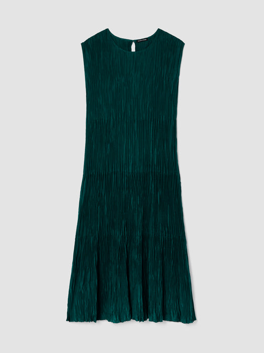 Crushed Silk Jewel Neck&nbsp;Tiered Dress