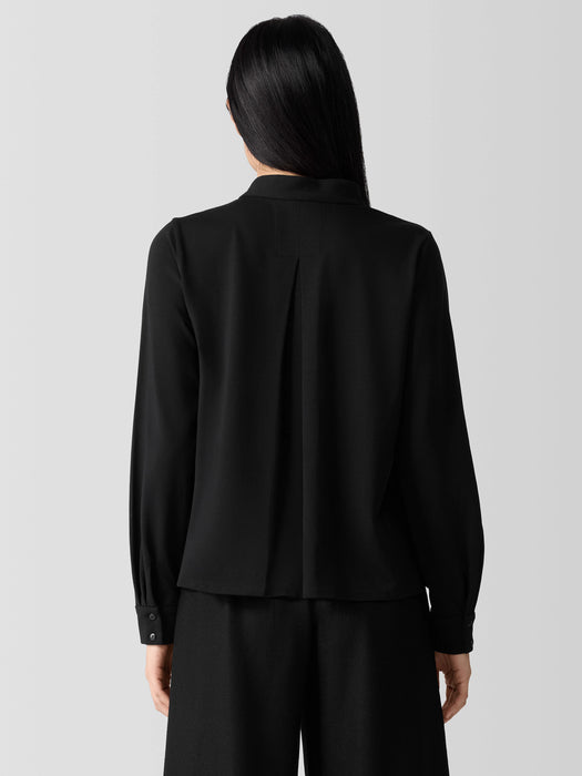 Stretch Jersey Knit Band Collar Top