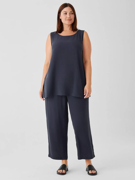 Silk Georgette Crepe&nbsp;Ballet Neck Long Tank