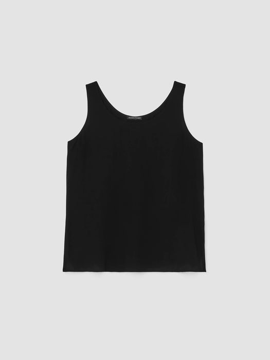 Silk Georgette Crepe Scoop Neck Tank