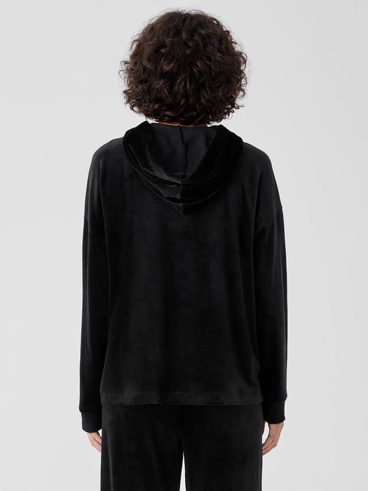 Cozy Velour Knit Hooded Top