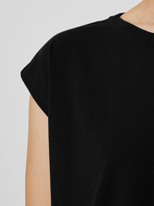 Pima Cotton Stretch Jersey Bateau Neck Long Top