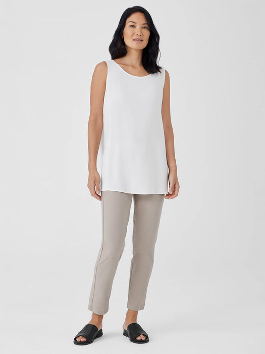 Silk Georgette Crepe&nbsp;Ballet Neck Long Tank