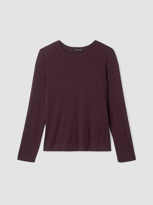 Stretch Silk Jersey Crew Neck Top
